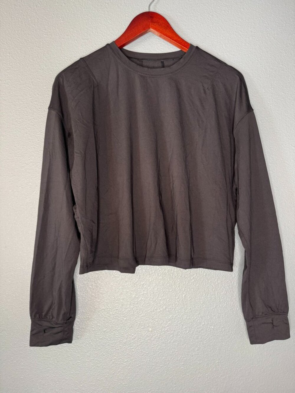 Lululemon Black Cropped Long Sleeve Athletic Top Women